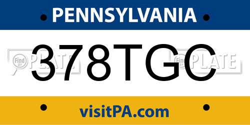 378TGC Pennsylvania License Plate