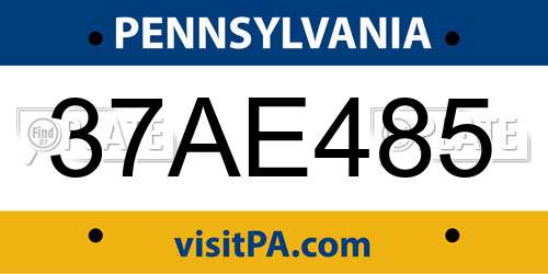 37AE485 Pennsylvania License Plate