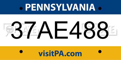 37AE488 Pennsylvania License Plate