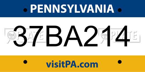 37BA214 Pennsylvania License Plate