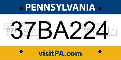 37BA224 Pennsylvania License Plate