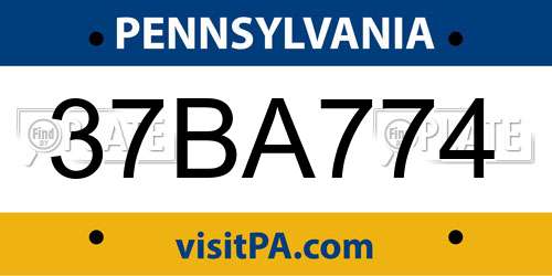 37BA774 Pennsylvania License Plate