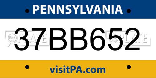 37BB652 Pennsylvania License Plate