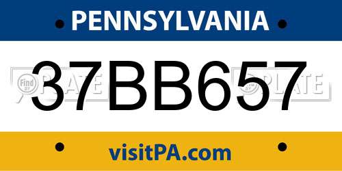 37BB657 Pennsylvania License Plate