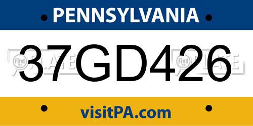 37GD426 Pennsylvania License Plate