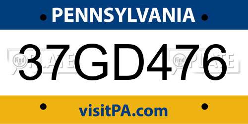 37GD476 Pennsylvania License Plate