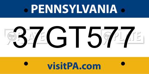 37GT577 Pennsylvania License Plate