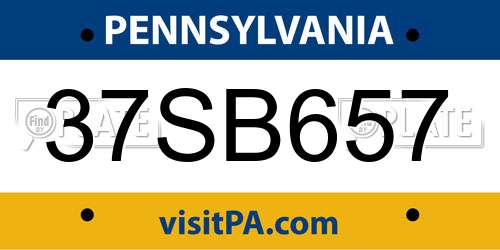 37SB657 Pennsylvania License Plate