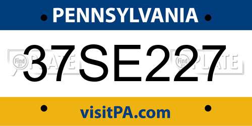 37SE227 Pennsylvania License Plate