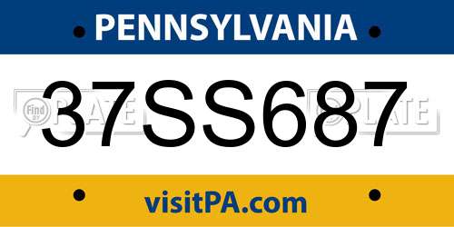 37SS687 Pennsylvania License Plate