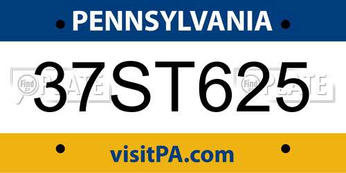 37ST625 Pennsylvania License Plate