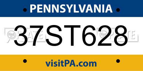 37ST628 Pennsylvania License Plate