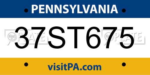 37ST675 Pennsylvania License Plate