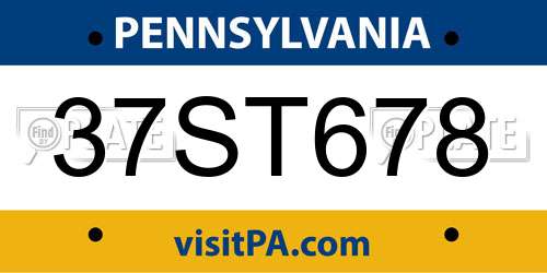 37ST678 Pennsylvania License Plate