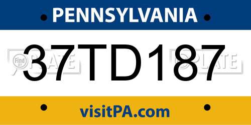 37TD187 Pennsylvania License Plate