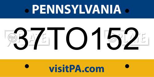 37TO152 Pennsylvania License Plate