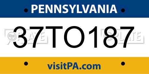 37TO187 Pennsylvania License Plate