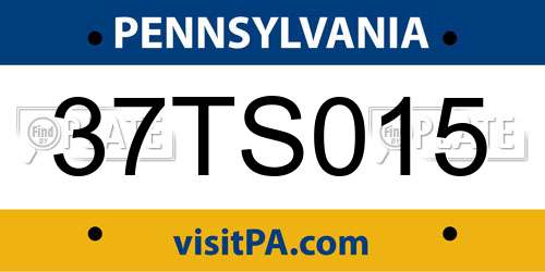 37TS015 Pennsylvania License Plate
