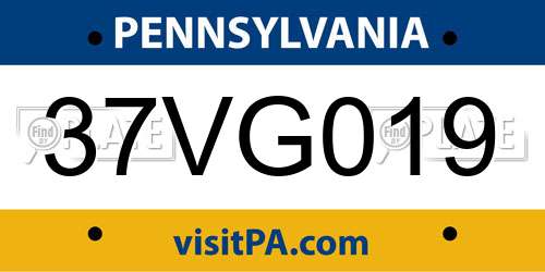 37VG019 Pennsylvania License Plate