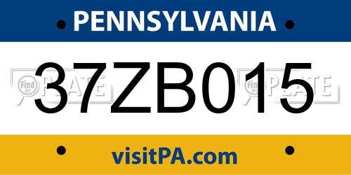 37ZB015 Pennsylvania License Plate