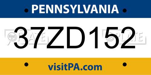 37ZD152 Pennsylvania License Plate