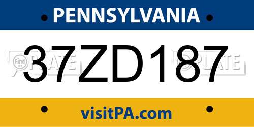 37ZD187 Pennsylvania License Plate