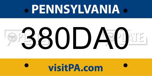 380DA0 Pennsylvania License Plate