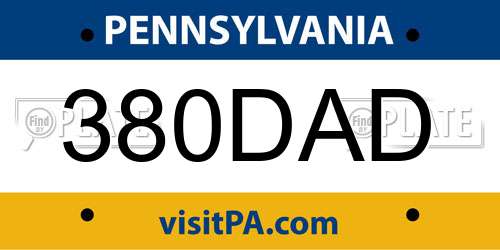380DAD Pennsylvania License Plate