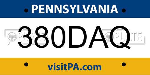 380DAQ Pennsylvania License Plate