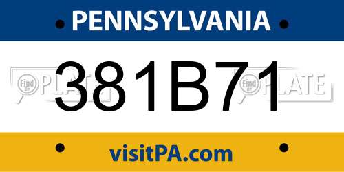 381B71 Pennsylvania License Plate