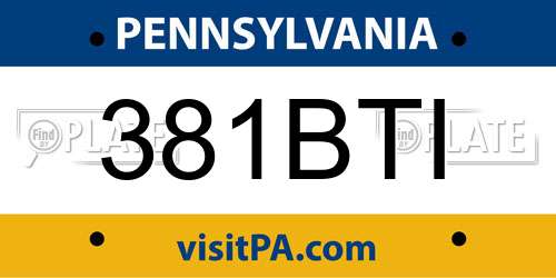 381BTI Pennsylvania License Plate