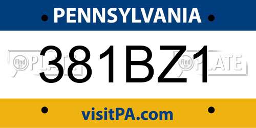 381BZ1 Pennsylvania License Plate
