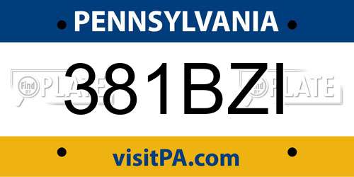 381BZI Pennsylvania License Plate