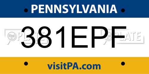 381EPF Pennsylvania License Plate