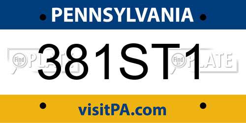 381ST1 Pennsylvania License Plate