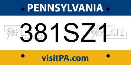 381SZ1 Pennsylvania License Plate