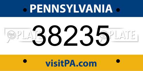38235 Pennsylvania License Plate