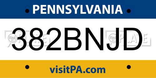 382BNJD Pennsylvania License Plate