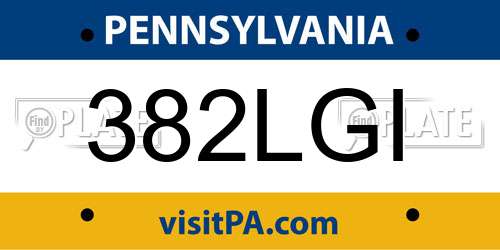 382LGI Pennsylvania License Plate