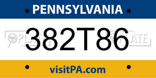 382T86 Pennsylvania License Plate