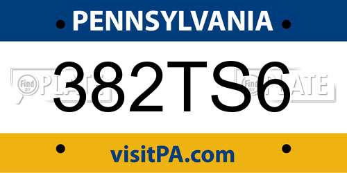 382TS6 Pennsylvania License Plate