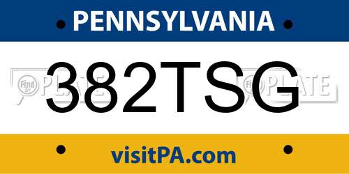 382TSG Pennsylvania License Plate