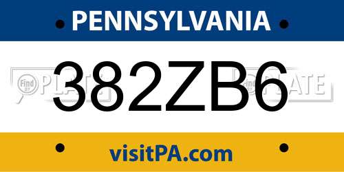 382ZB6 Pennsylvania License Plate