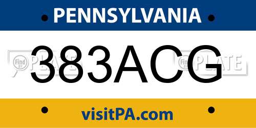 383ACG Pennsylvania License Plate
