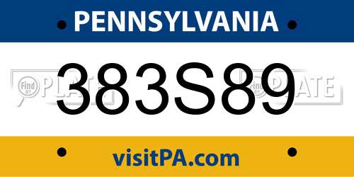 383S89 Pennsylvania License Plate