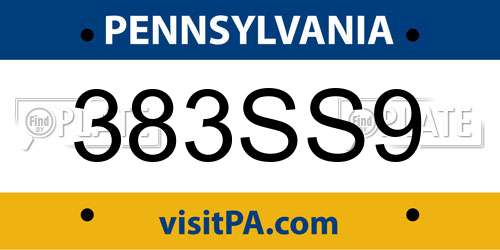 383SS9 Pennsylvania License Plate
