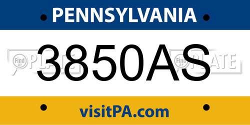 3850AS Pennsylvania License Plate