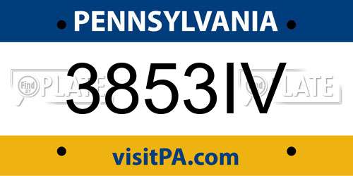 3853IV Pennsylvania License Plate