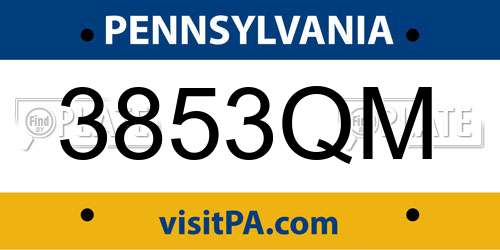 3853QM Pennsylvania License Plate