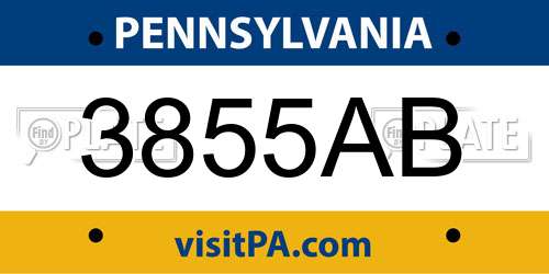 3855AB Pennsylvania License Plate
